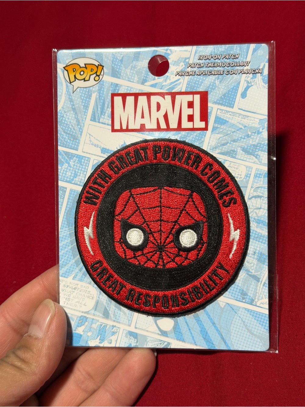 Funko Marvel Spider-Man Pop! Iron-On Patch — Red & Black